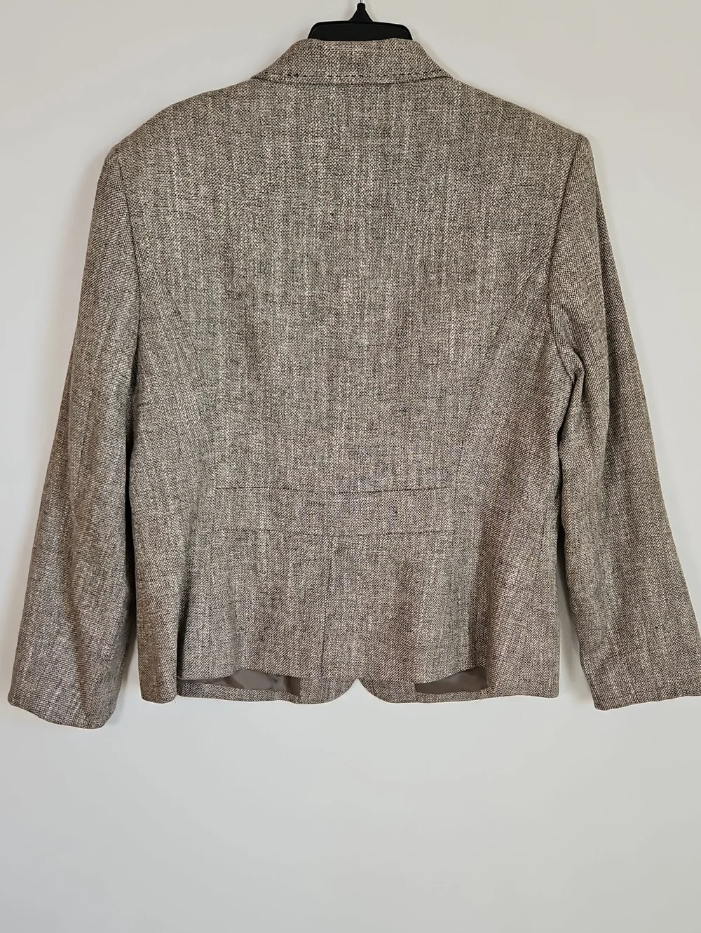 Jones Wear Linen Cotton Blazer Brown Tweed Topstitch Detail SZ16 Academia Preppy